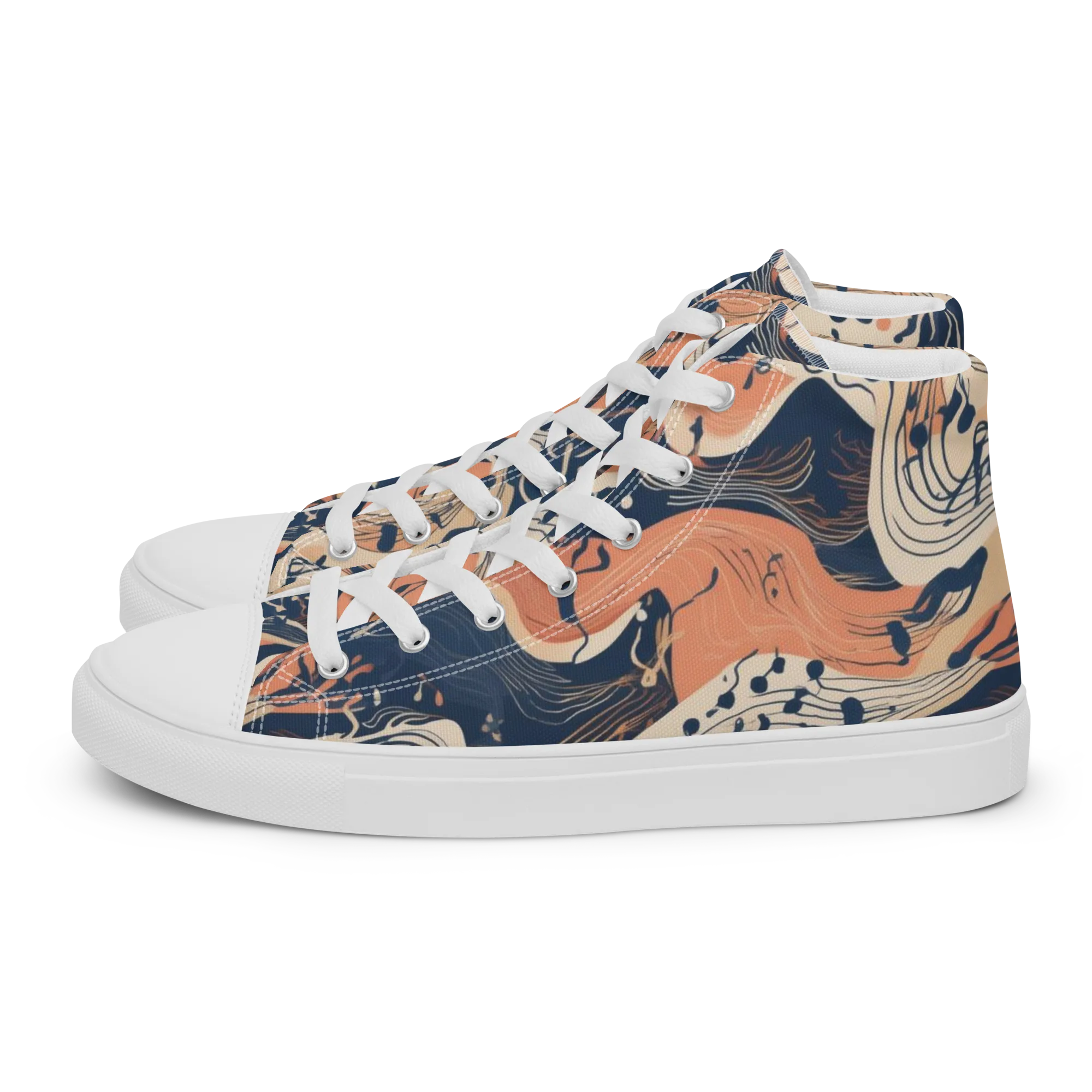 Tidal Line on Women's High Top Canvas Shoes — Left