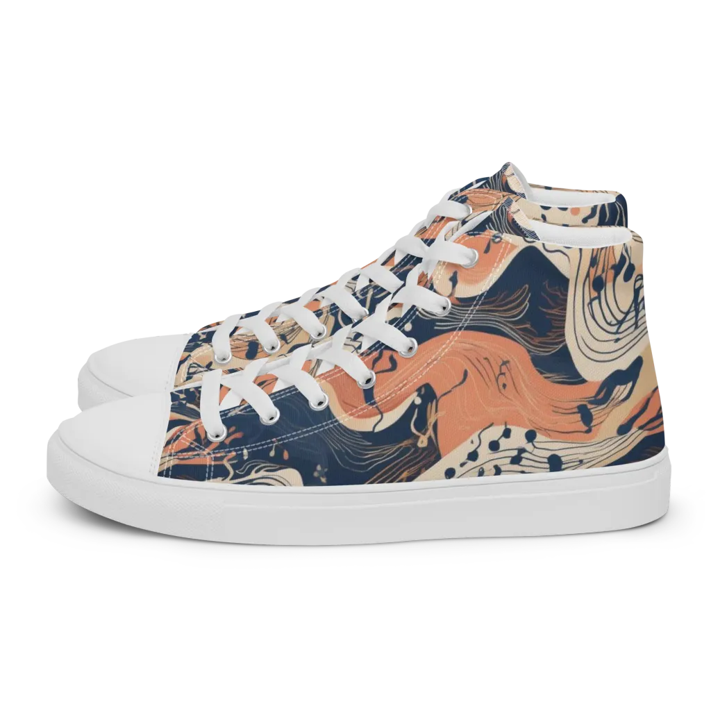 Tidal Line on Women's High Top Canvas Shoes — Left