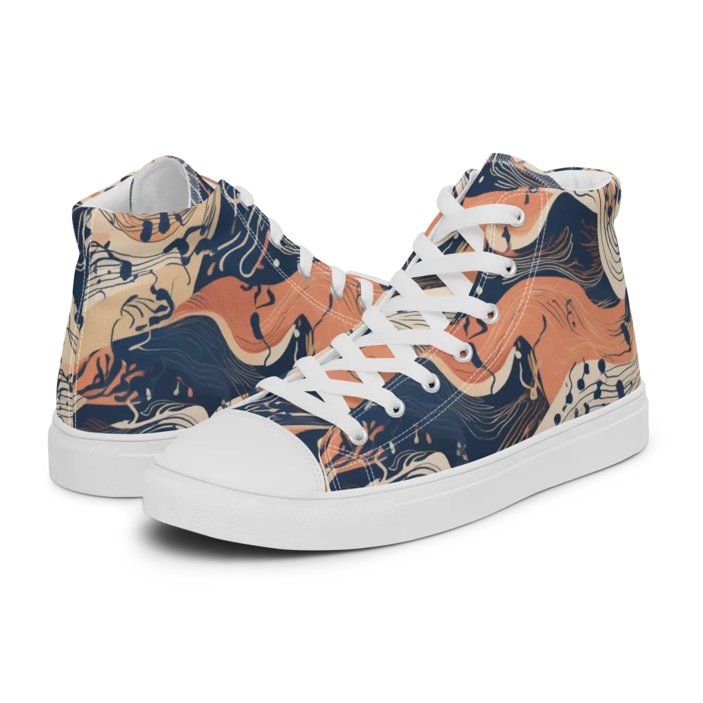 Tidal Line on Women's High Top Canvas Shoes — Left