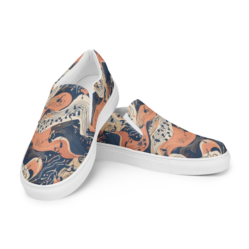 Tidal Line on Men's Slip-On Canvas Shoes — Left Front