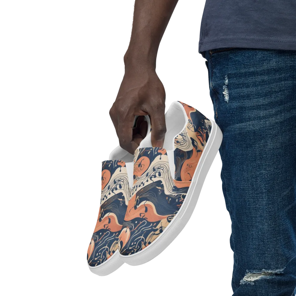 Tidal Line on Men's Slip-On Canvas Shoes — Left Front
