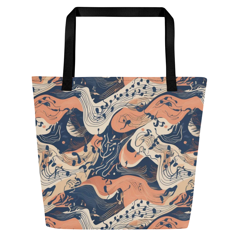 Tidal Line on Large Tote Bag W/ Pocket — Front
