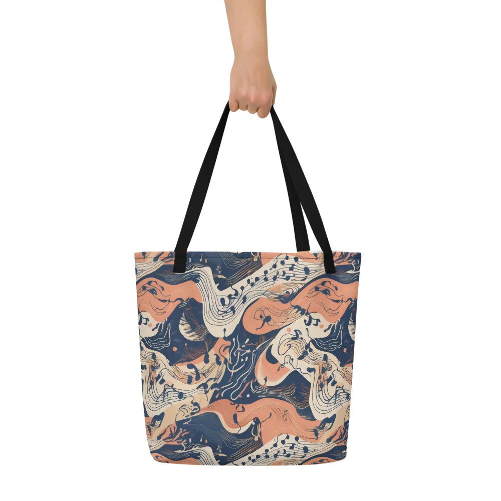 Tidal Line on Large Tote Bag W/ Pocket — Front