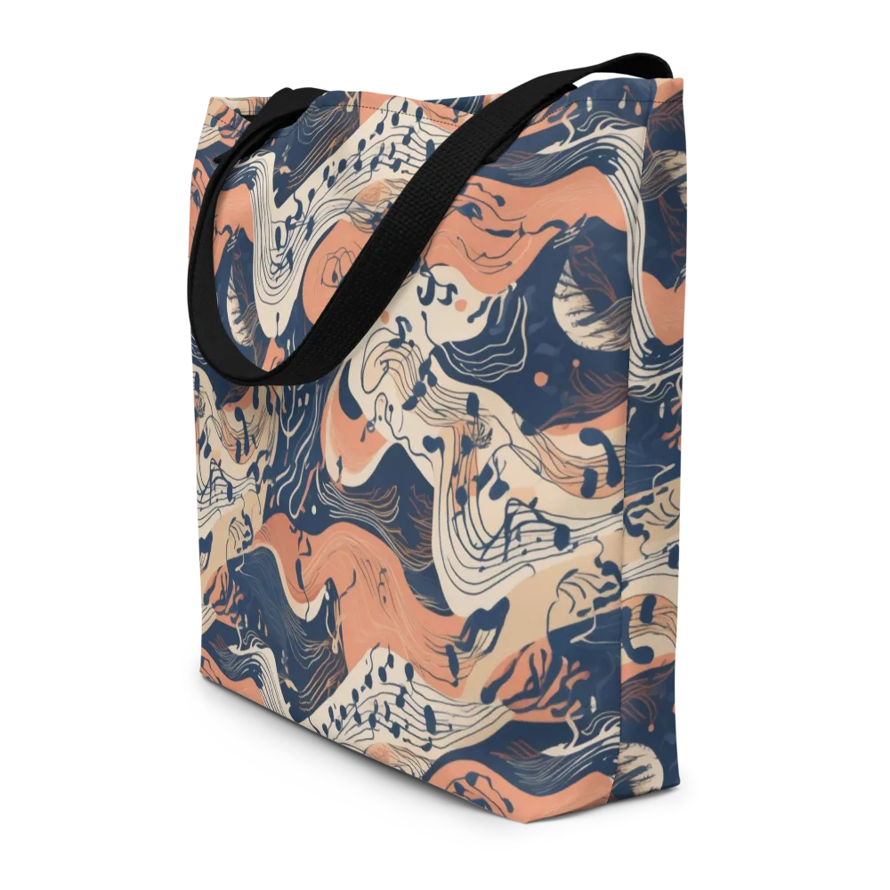 Tidal Line on Large Tote Bag W/ Pocket — Front