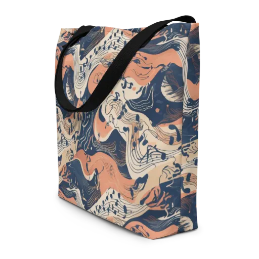 Tidal Line on a Large Tote Bag W/ Pocket
