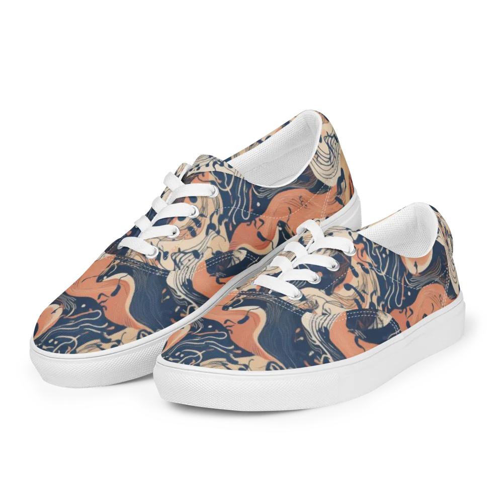 Tidal Line on Men's Lace-Up Canvas Shoes — Left Front