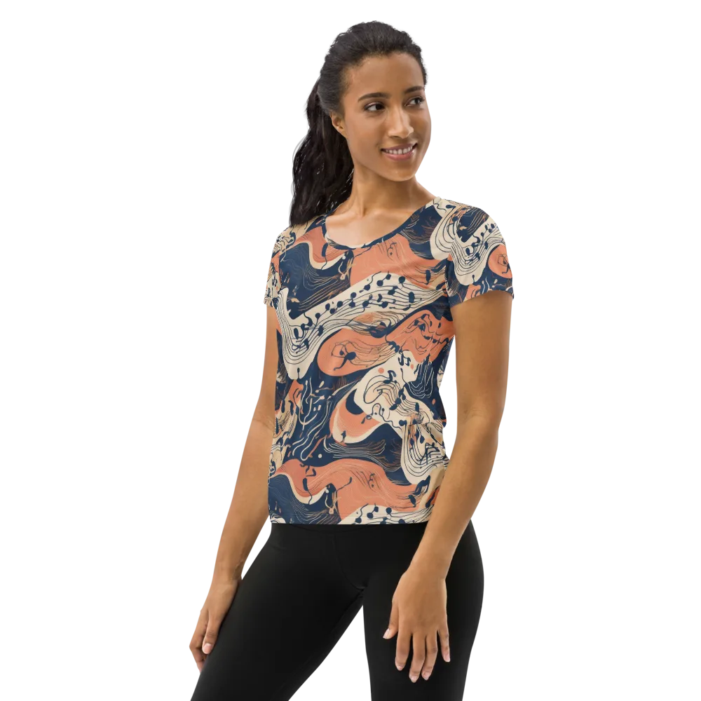 Tidal Line on Women's Athletic T-Shirt — Left