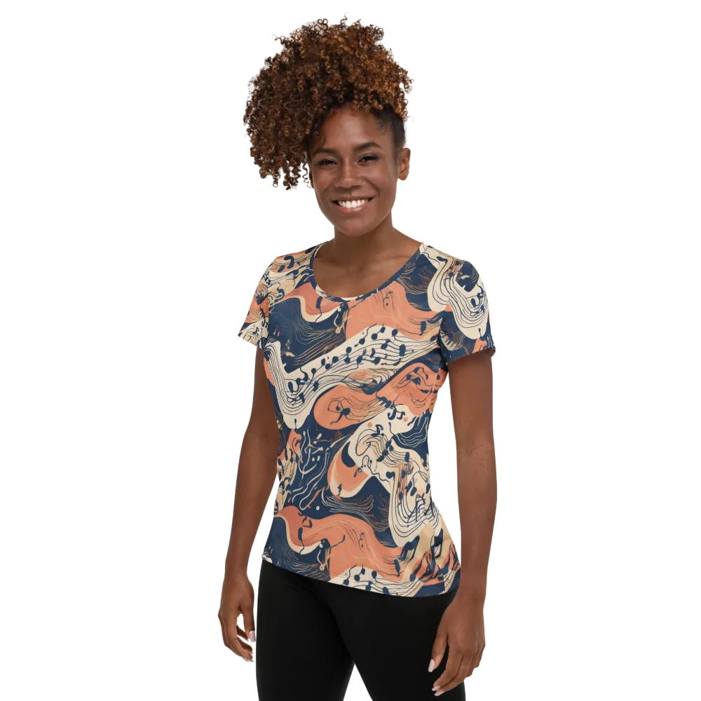 Tidal Line on Women's Athletic T-Shirt — Left
