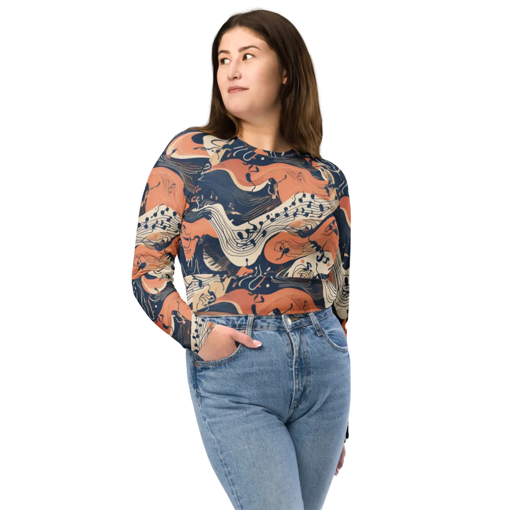 Tidal Line on Long Sleeve Crop Top — Front
