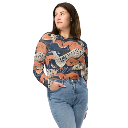 Tidal Line on a Long Sleeve Crop Top