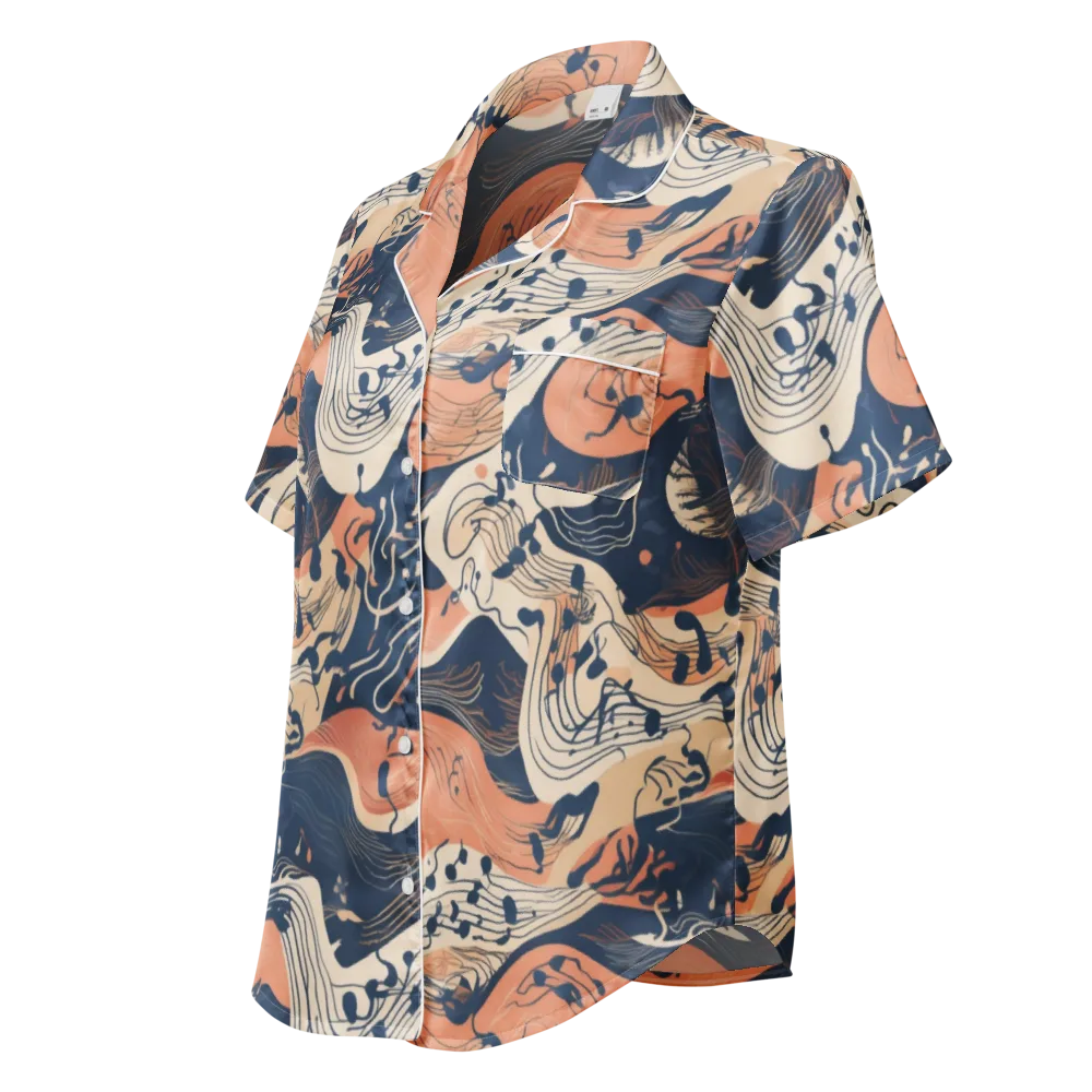 Tidal Line on Women's Short Sleeve Pajama Top — Left Front