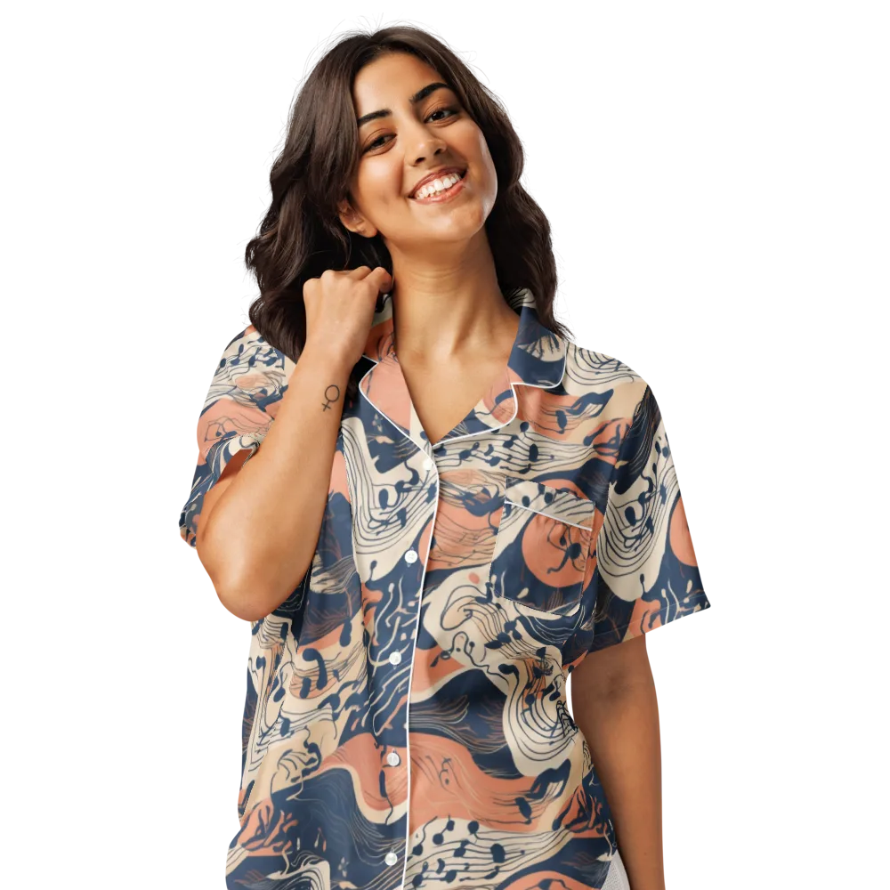 Tidal Line on Women's Short Sleeve Pajama Top — Front