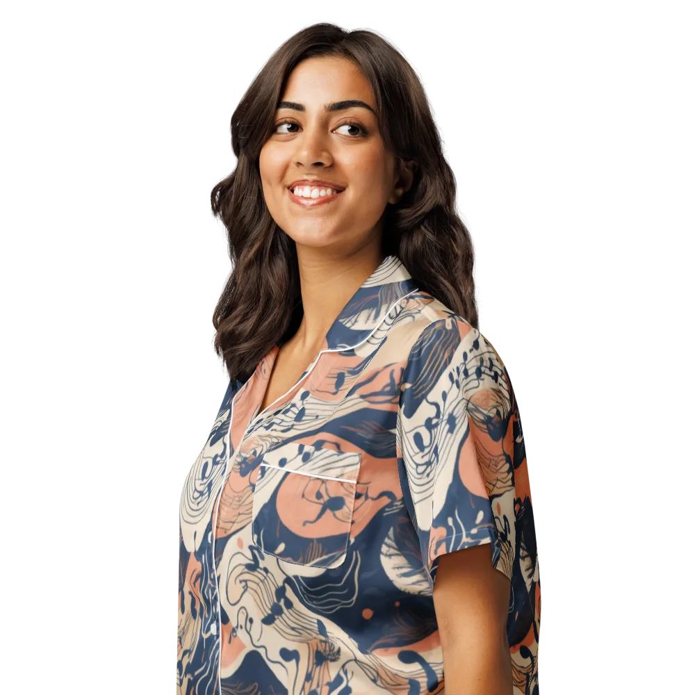 Tidal Line on Women's Short Sleeve Pajama Top — Left Front