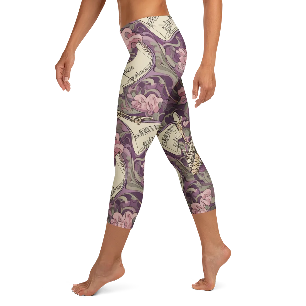 Saxophone Garden on Capri Leggings — Left
