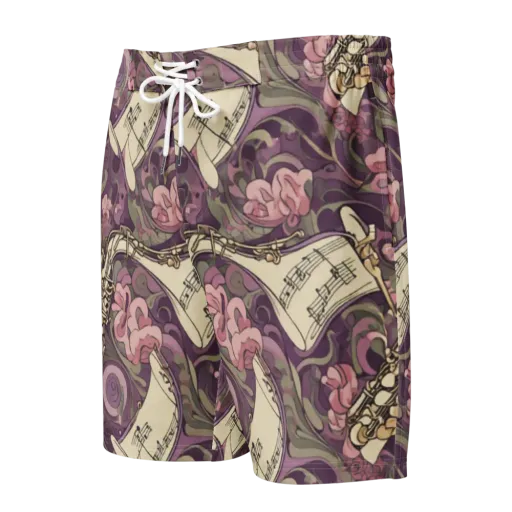 Saxophone Garden on a Men's Board Shorts