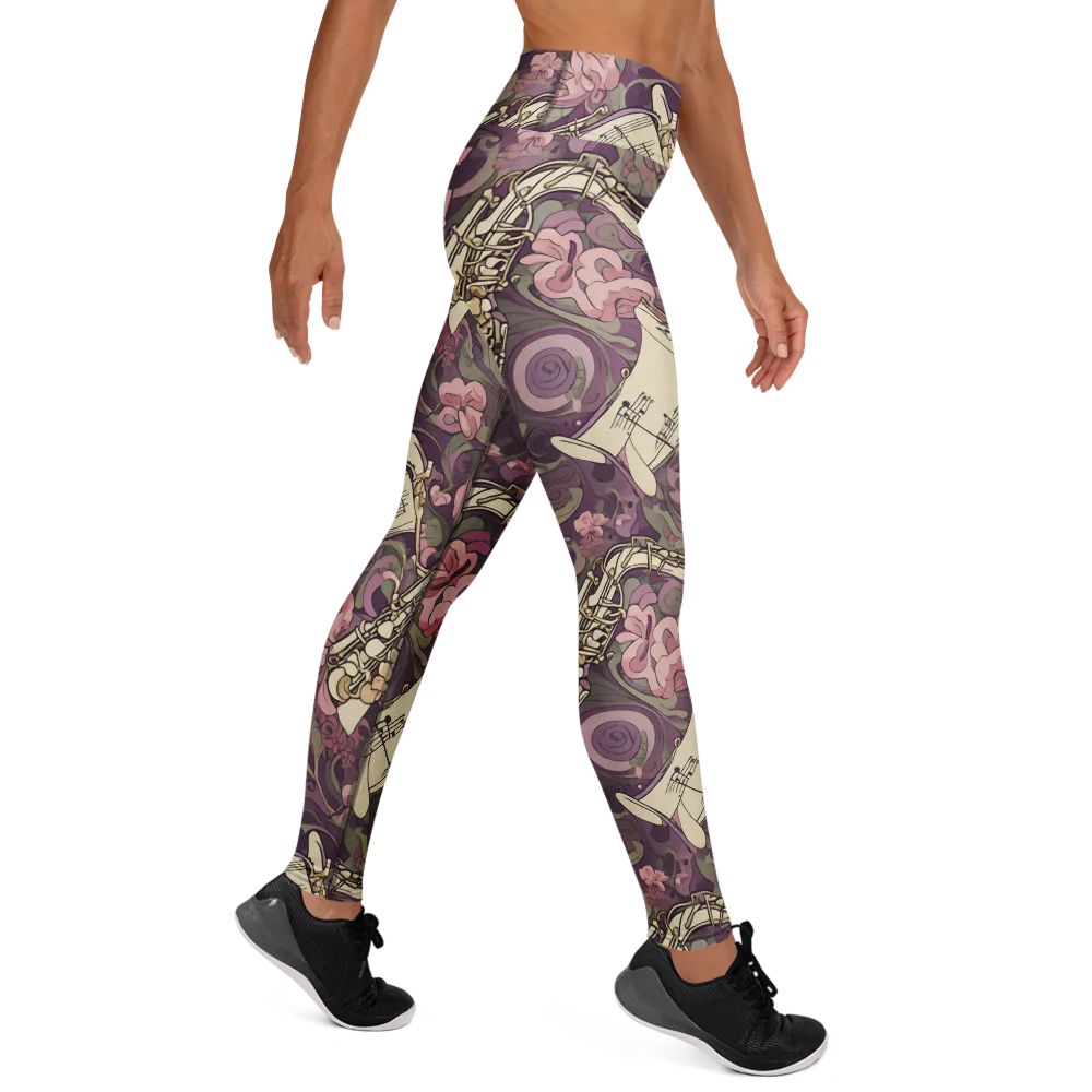 Saxophone Garden on Yoga Leggings — Right