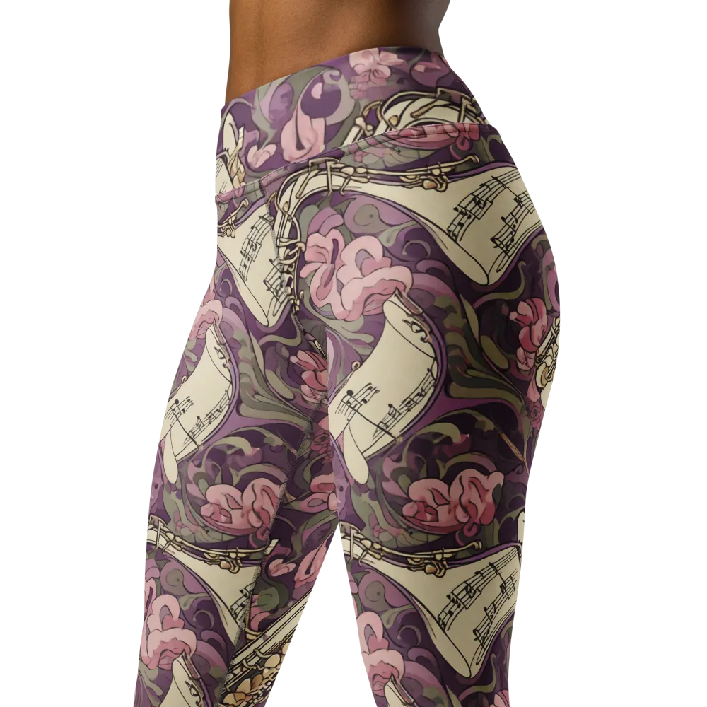 Saxophone Garden on Yoga Leggings — Left Front