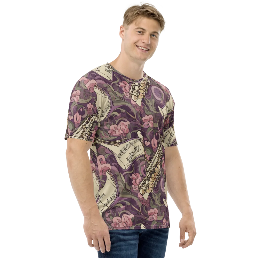 Saxophone Garden on Men's Crew Neck T-Shirt — Right