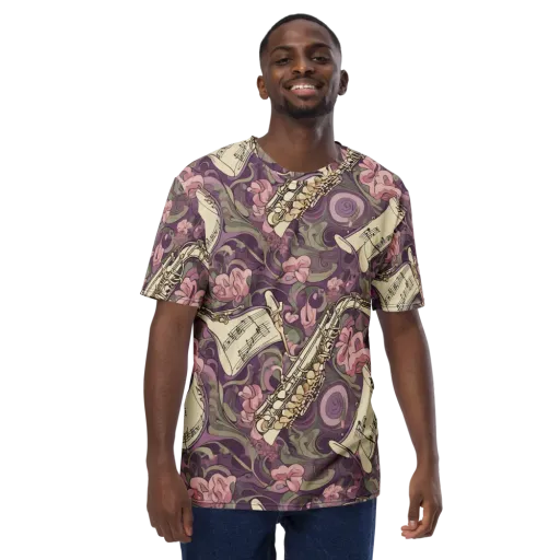 Saxophone Garden on a Men's Crew Neck T-Shirt