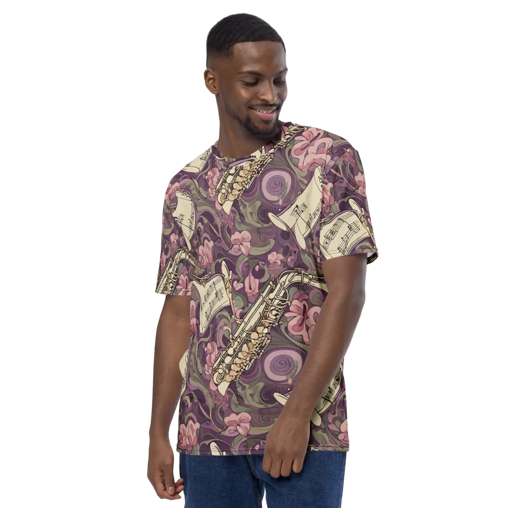 Saxophone Garden on Men's Crew Neck T-Shirt — Left