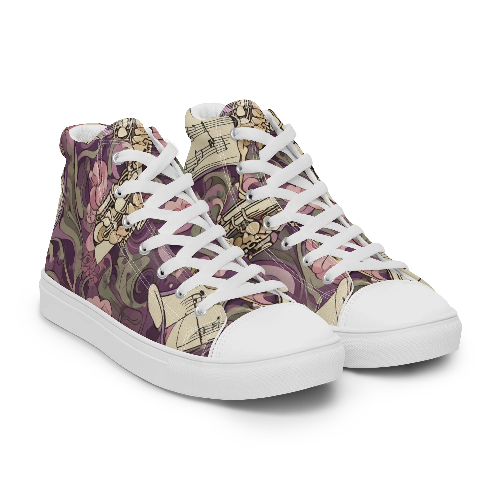 Saxophone Garden on Men's High Top Canvas Shoes — Right Front