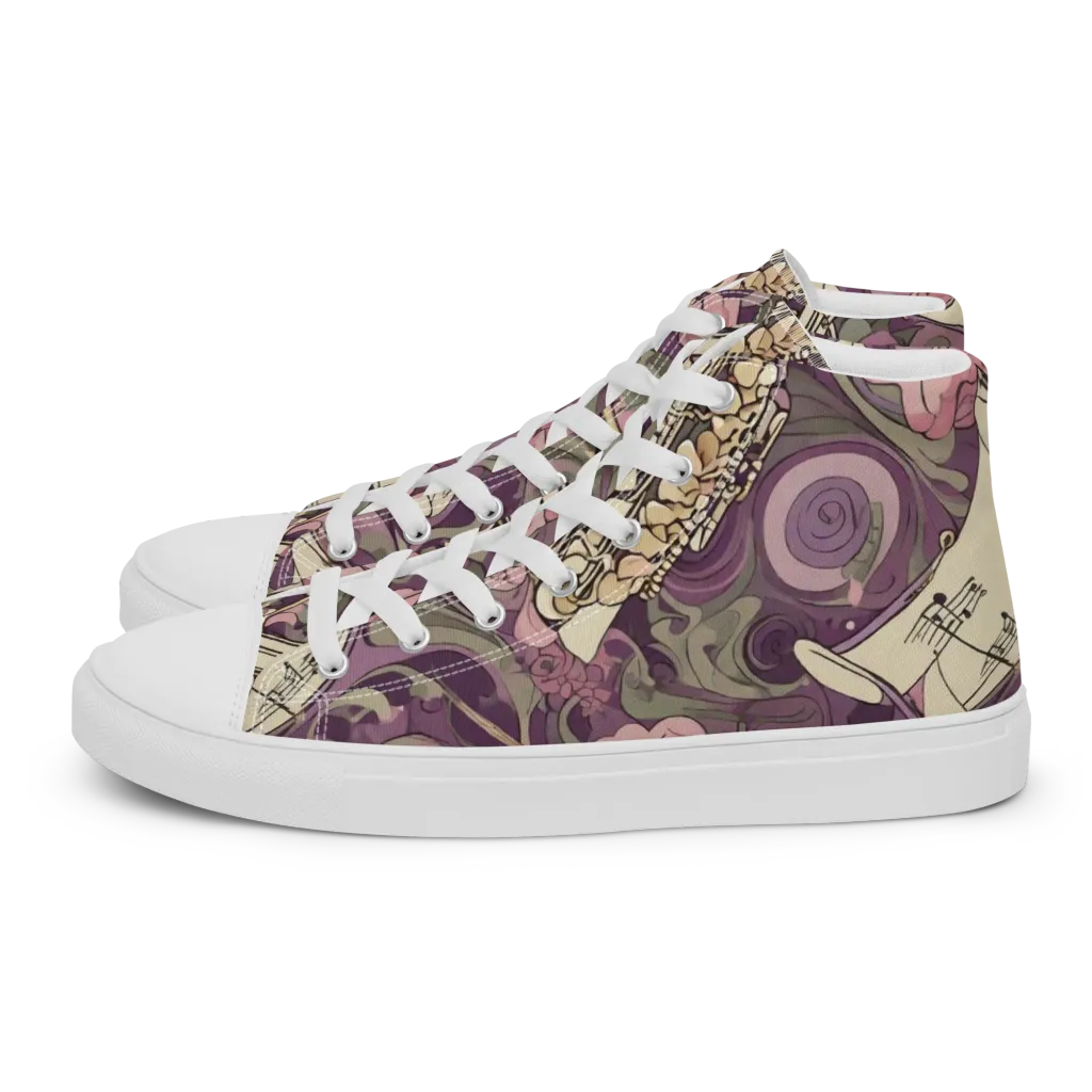 Saxophone Garden on Men's High Top Canvas Shoes — Left