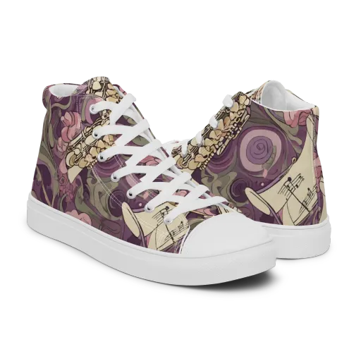 Saxophone Garden on a Men's High Top Canvas Shoes
