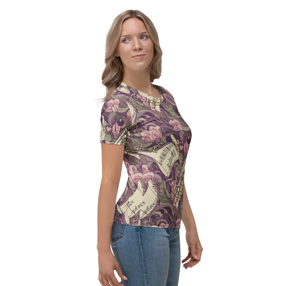 Saxophone Garden on Women's Crew Neck T-Shirt — Right