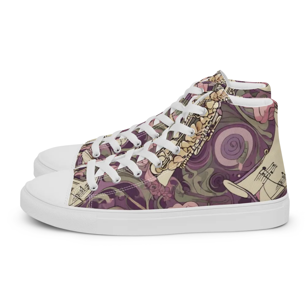 Saxophone Garden on Women's High Top Canvas Shoes — Left