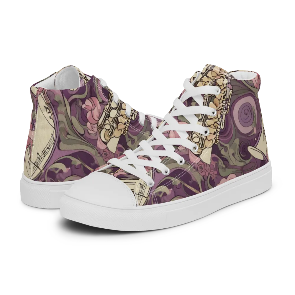 Saxophone Garden on Women's High Top Canvas Shoes — Left