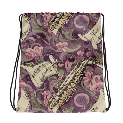 Saxophone Garden on a Drawstring Bag