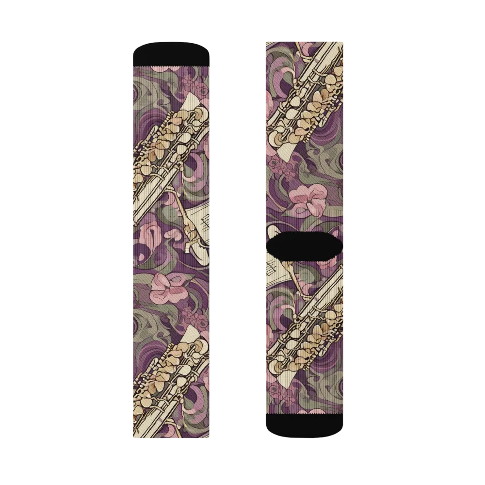 Saxophone Garden on Socks — Left Sock