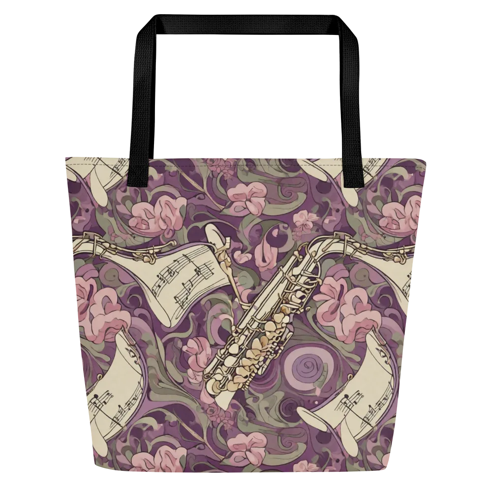 Saxophone Garden on Large Tote Bag W/ Pocket — Front