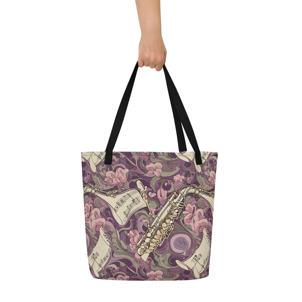 Saxophone Garden on Large Tote Bag W/ Pocket — Front