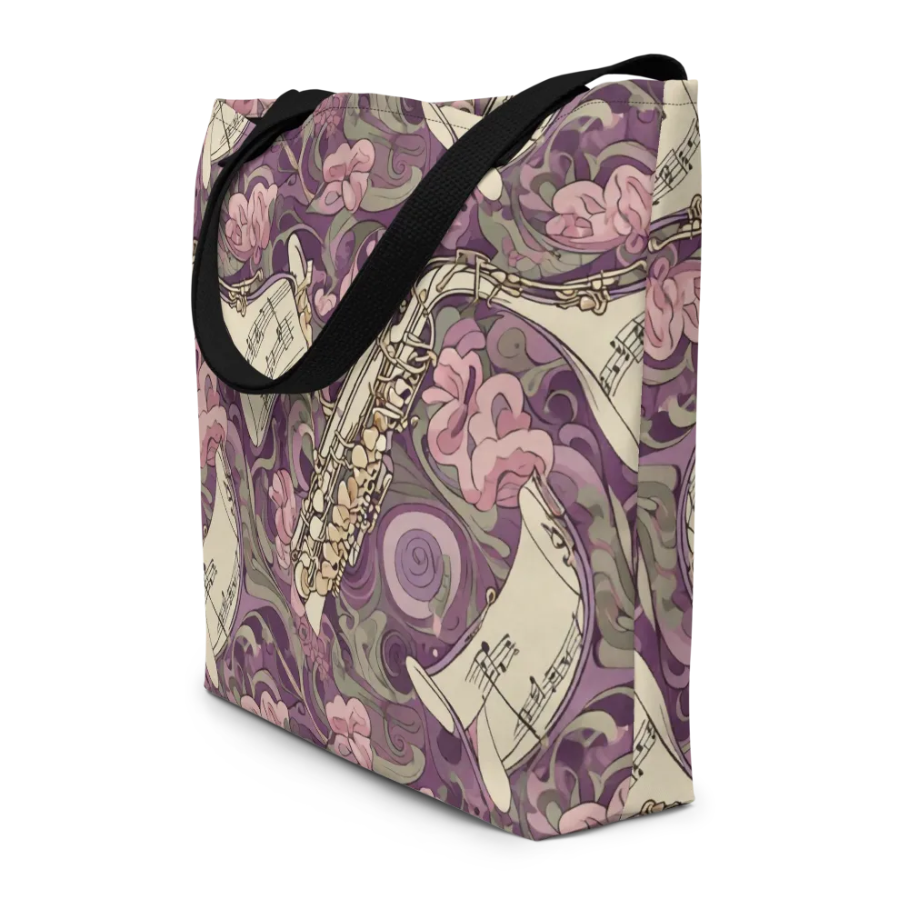 Saxophone Garden on Large Tote Bag W/ Pocket — Front