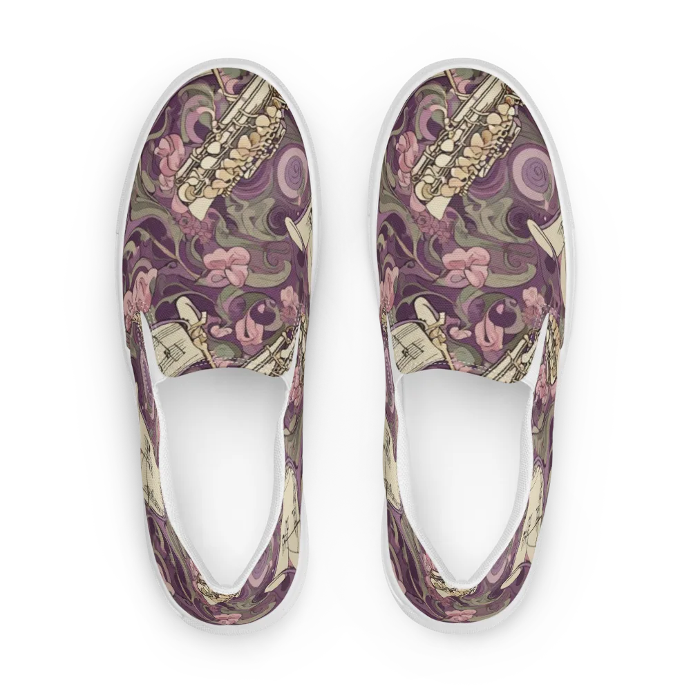Saxophone Garden on Women's Slip-On Canvas Shoes — Front