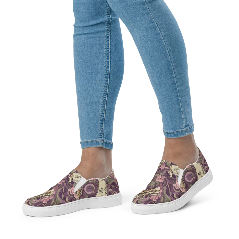 Saxophone Garden on Women's Slip-On Canvas Shoes — Front