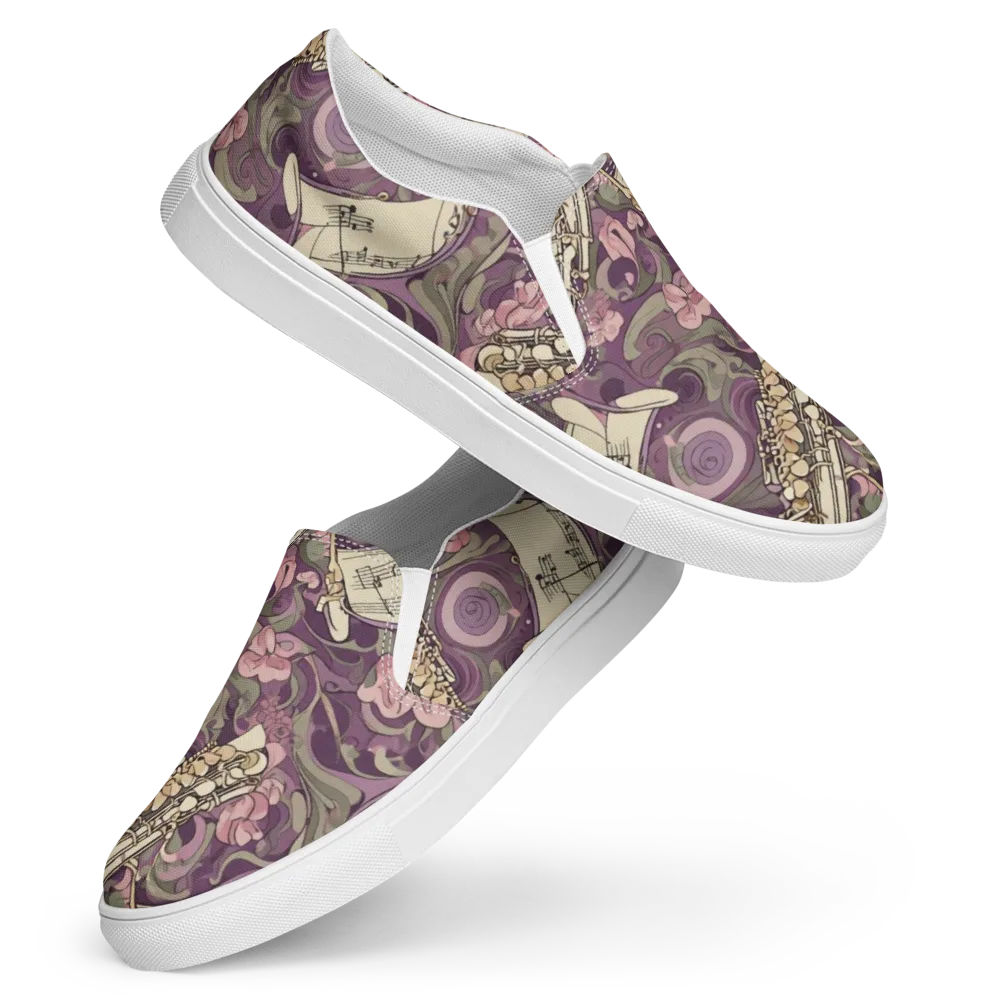 Saxophone Garden on Women's Slip-On Canvas Shoes — Front