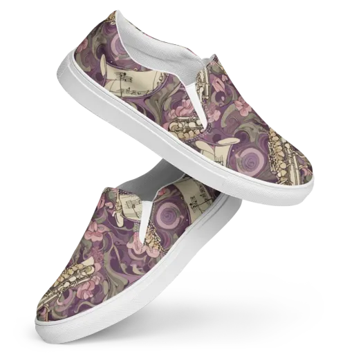Saxophone Garden on a Women's Slip-On Canvas Shoes