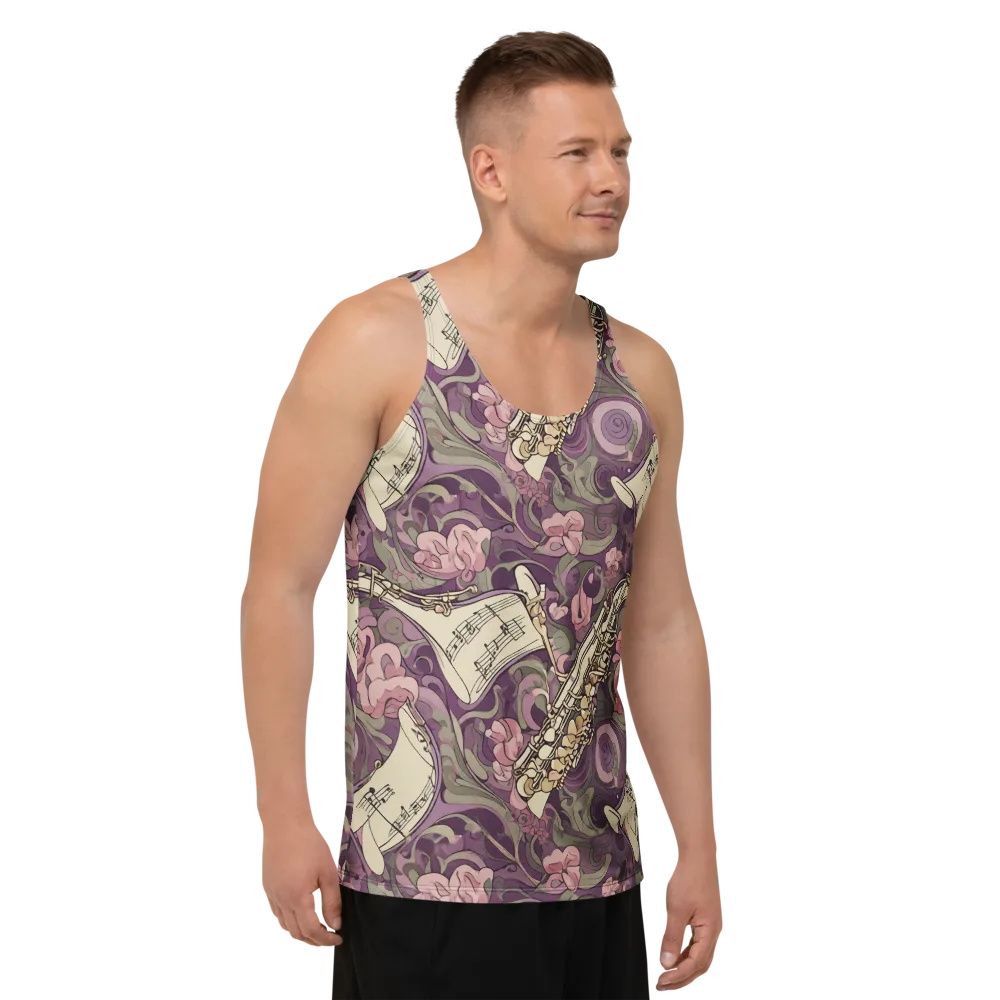 Saxophone Garden on Men's Tank Top — Right Front