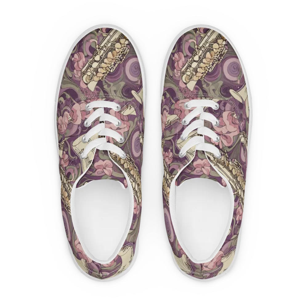Saxophone Garden on Men's Lace-Up Canvas Shoes — Front
