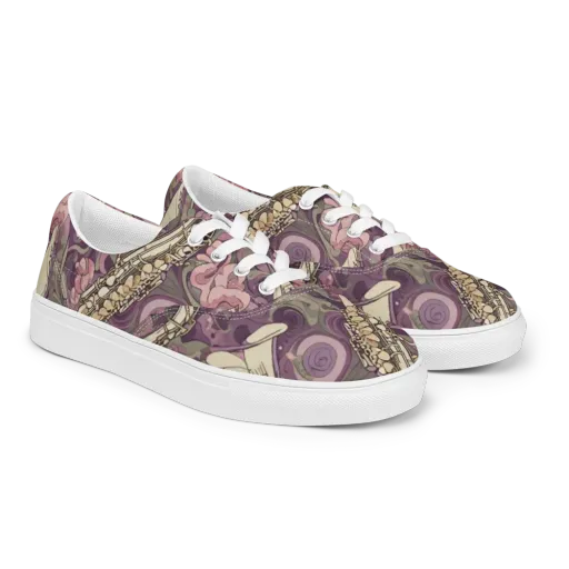 Saxophone Garden on a Men's Lace-Up Canvas Shoes
