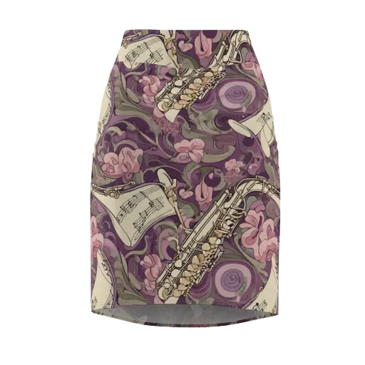 Saxophone Garden on a Pencil Skirt