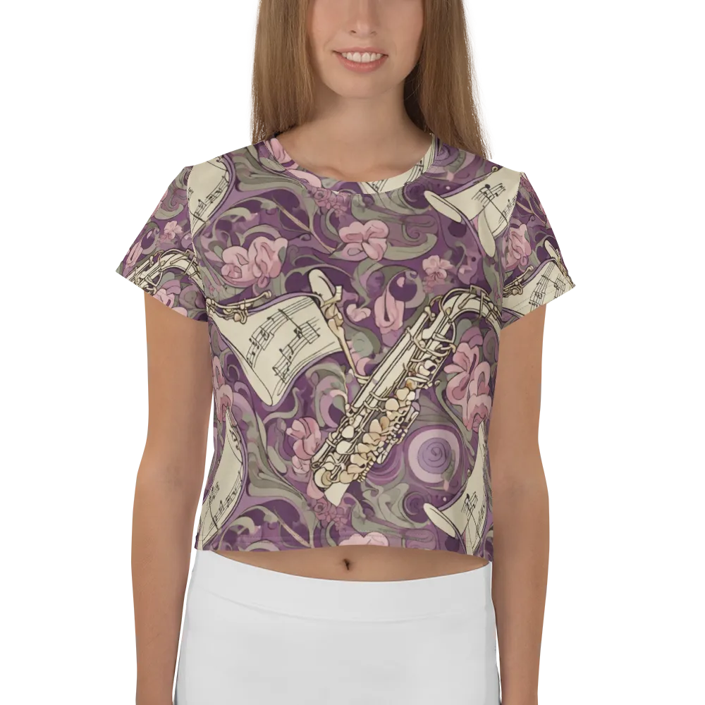 Saxophone Garden on Crop Tee — Front