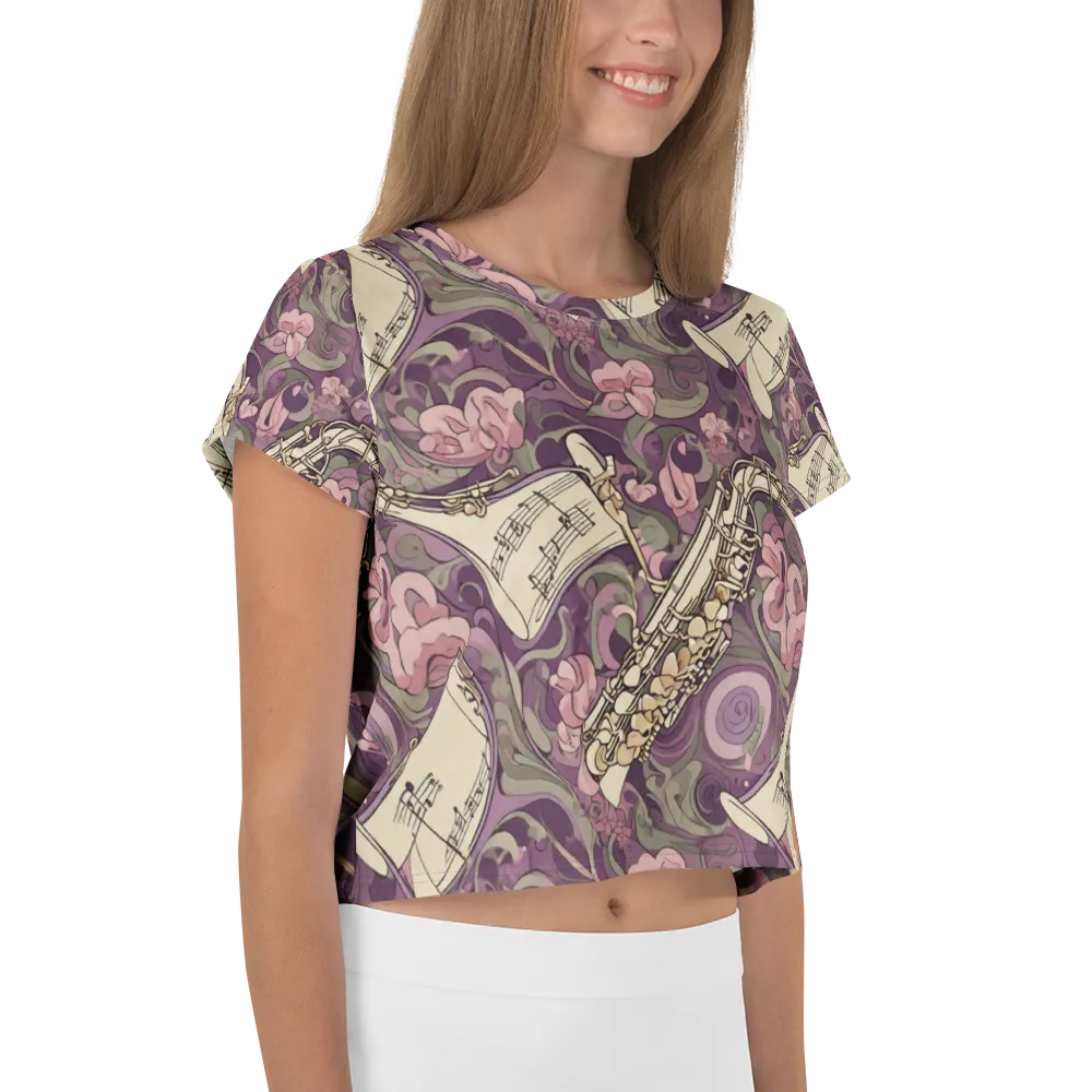 Saxophone Garden on Crop Tee — Right