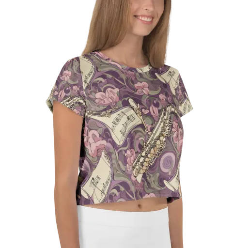 Saxophone Garden on a Crop Tee