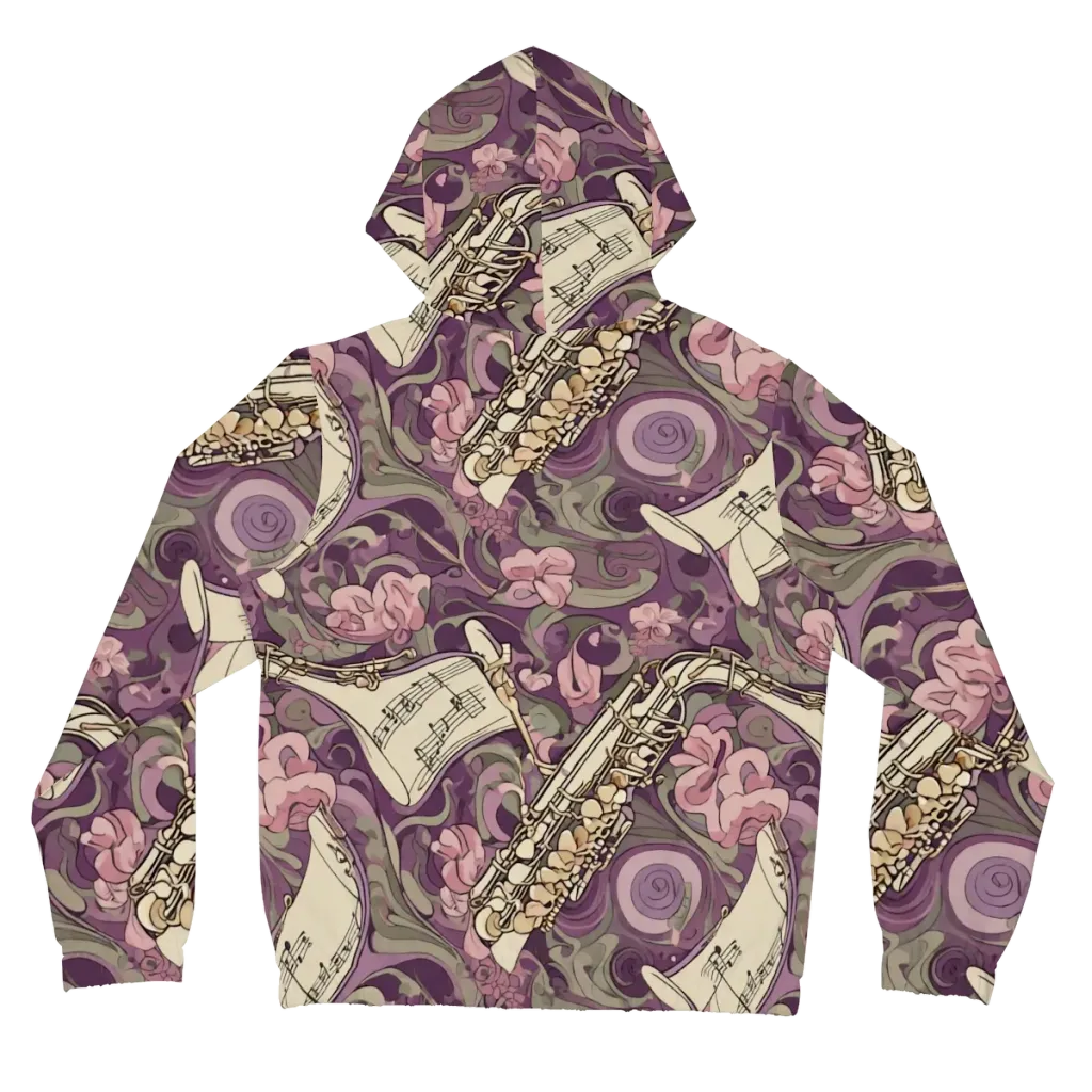 Saxophone Garden on Women's Full-Zip Hoodie — Back