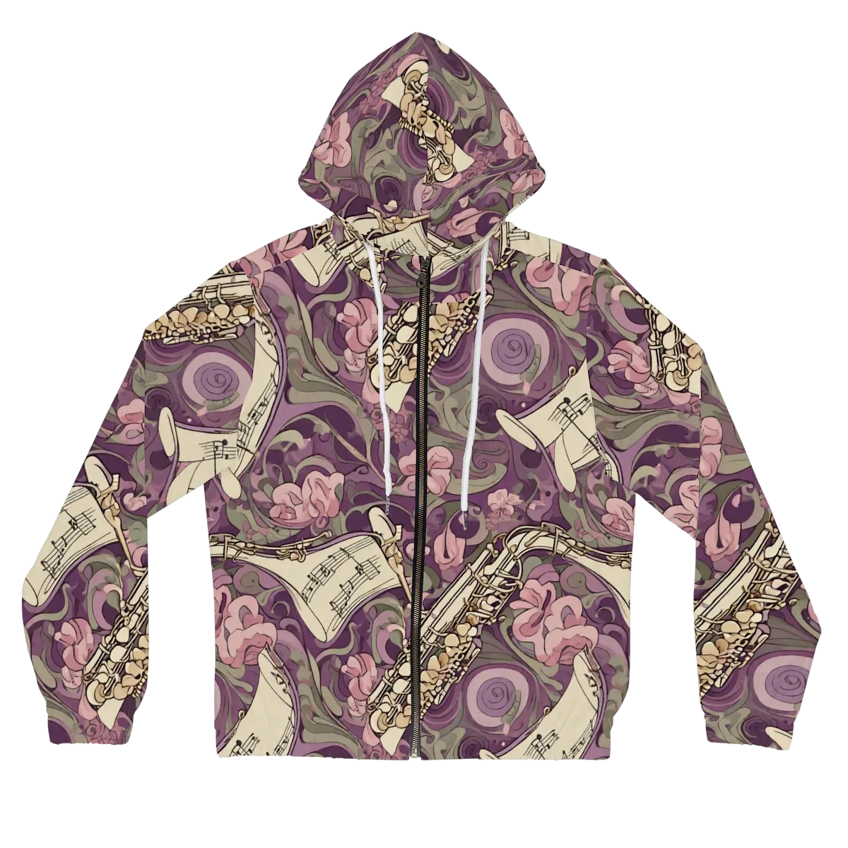Saxophone Garden on Women's Full-Zip Hoodie — Front