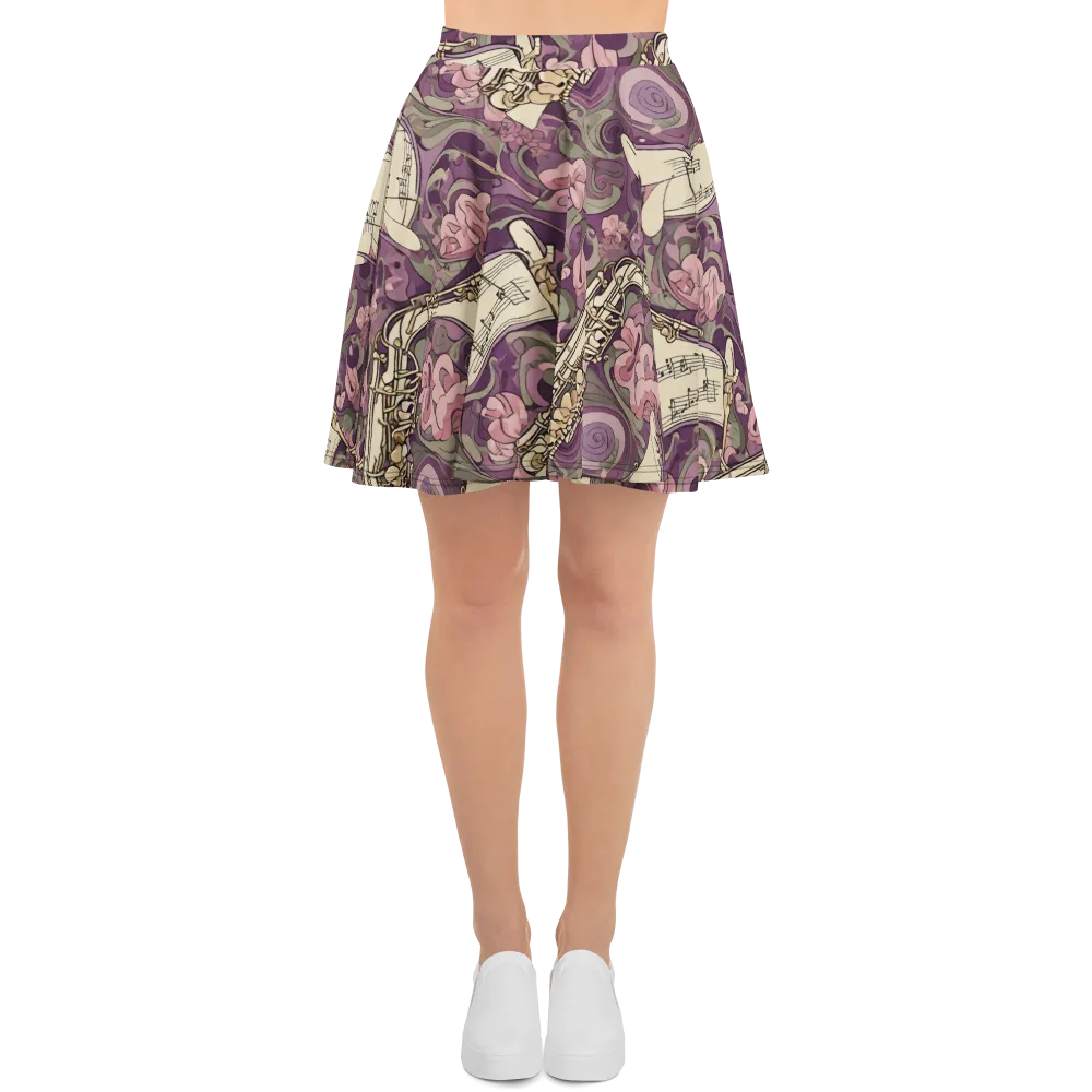 Saxophone Garden on Skater Skirt — Front