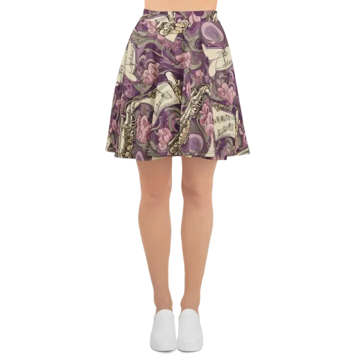 Saxophone Garden on a Skater Skirt